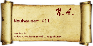 Neuhauser Ali névjegykártya